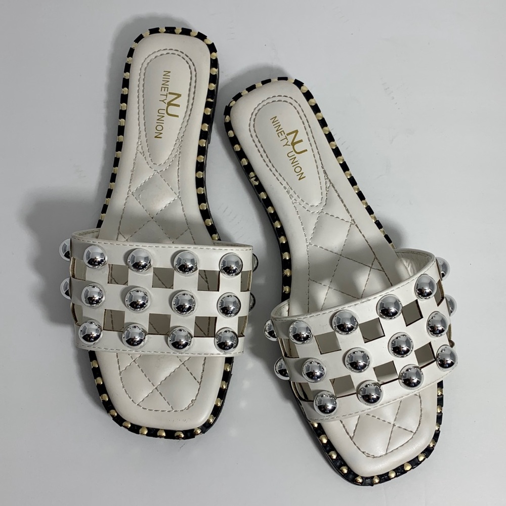 Ninety Union sandal slide white studded flat